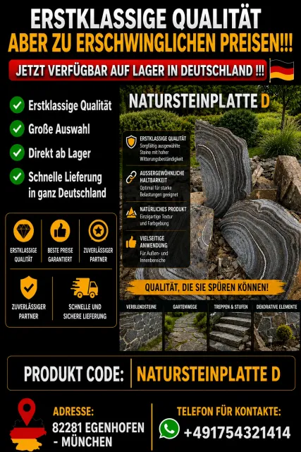 Natural stone slab D — Garden Furniture & Decorative Stones